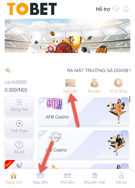 Nạp Tiền Tobet