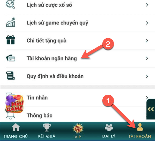 Thực hiện rút tiền Loto188